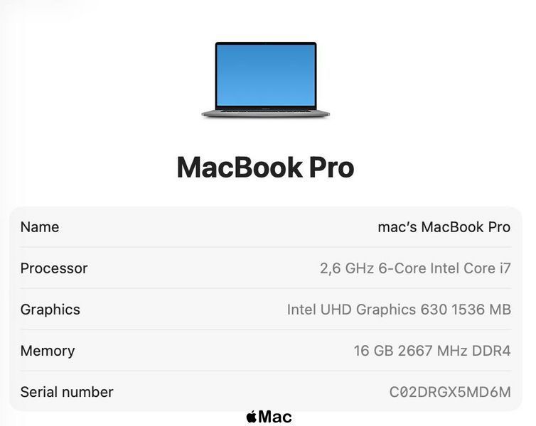 Apple MacBook Pro 16 2019 intel i7 16Gb RAM 512Gb SSD Radeon 5300M 4Gb Space Gray M2574 фото