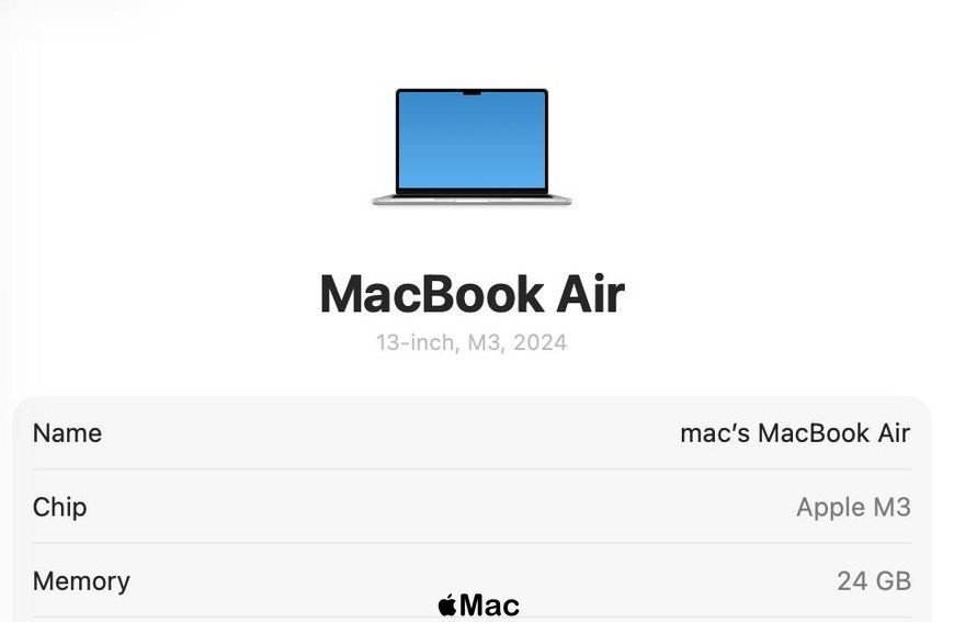 Apple MacBook Air 2024 A3113 13" M3 24GB RAM 512GB SSD Silver M2474 фото