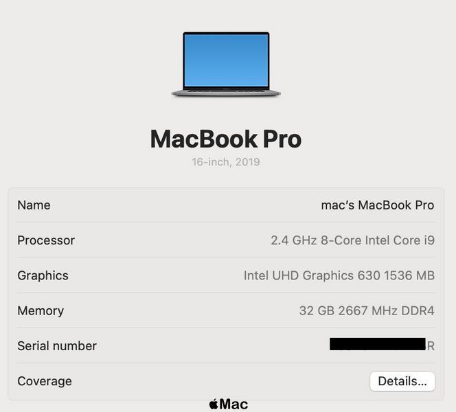 Apple MacBook Pro 16 2019 8-Core i9-9980HK 32Gb 1000Gb Radeon 5300M 4Gb Space Gray M1534 фото