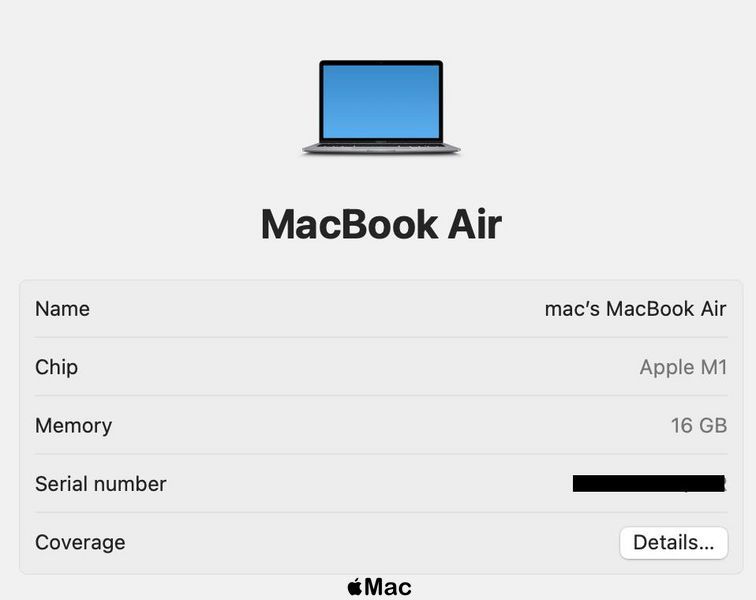 Apple MacBook Air 2020 M1 16Gb 256Gb Space Gray M1692 фото