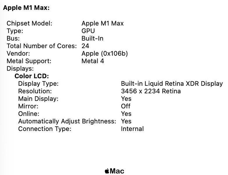 Apple MacBook Pro 16 2021 24-Core GPU M1 Max 32Gb 512Gb Space Gray M2293 фото
