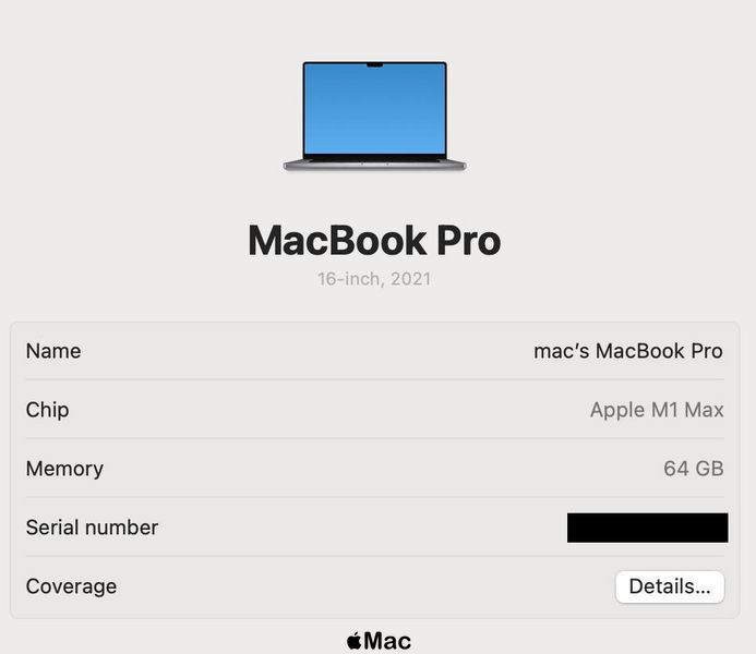 Apple MacBook Pro 16 2021 M1 Max 64Gb 1Tb Space Gray M1204 фото