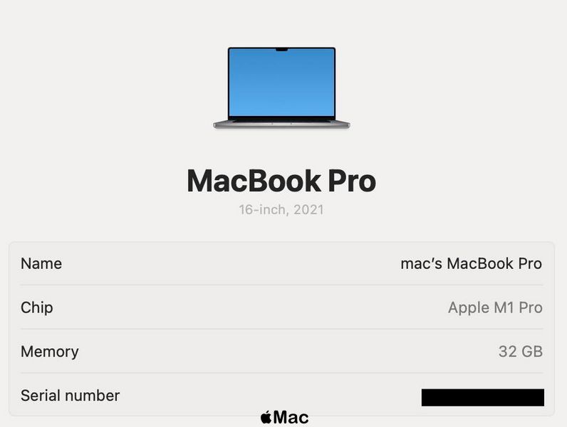 Apple MacBook Pro 16 2021 16-Core GPU M1 Pro 32Gb 1000Gb Space Gray M1679 фото