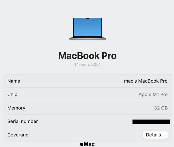 Apple MacBook Pro 14 2021 M1 Pro 32/512Gb Space Gray M1299 фото