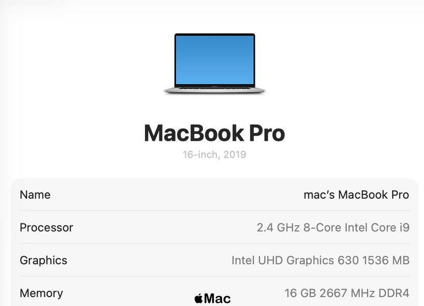 Apple MacBook Pro 16 2019 Intel i9 16Gb 512Gb Radeon 5500M 4Gb Silver M2001 фото